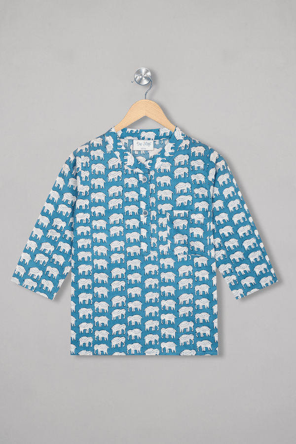 Blue Elephant Oasis Kurta Pyjama Set - De - Nap.in - Nightwear