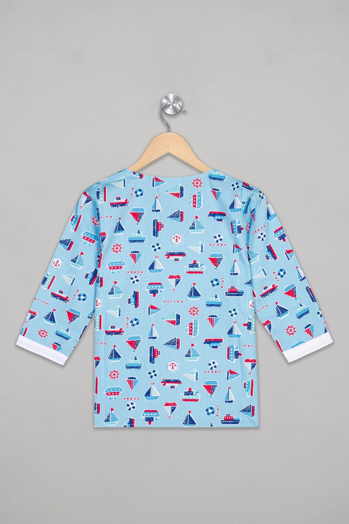 Blue Sailing Boats Kurta Pj Set - De - Nap.in - Nightwear