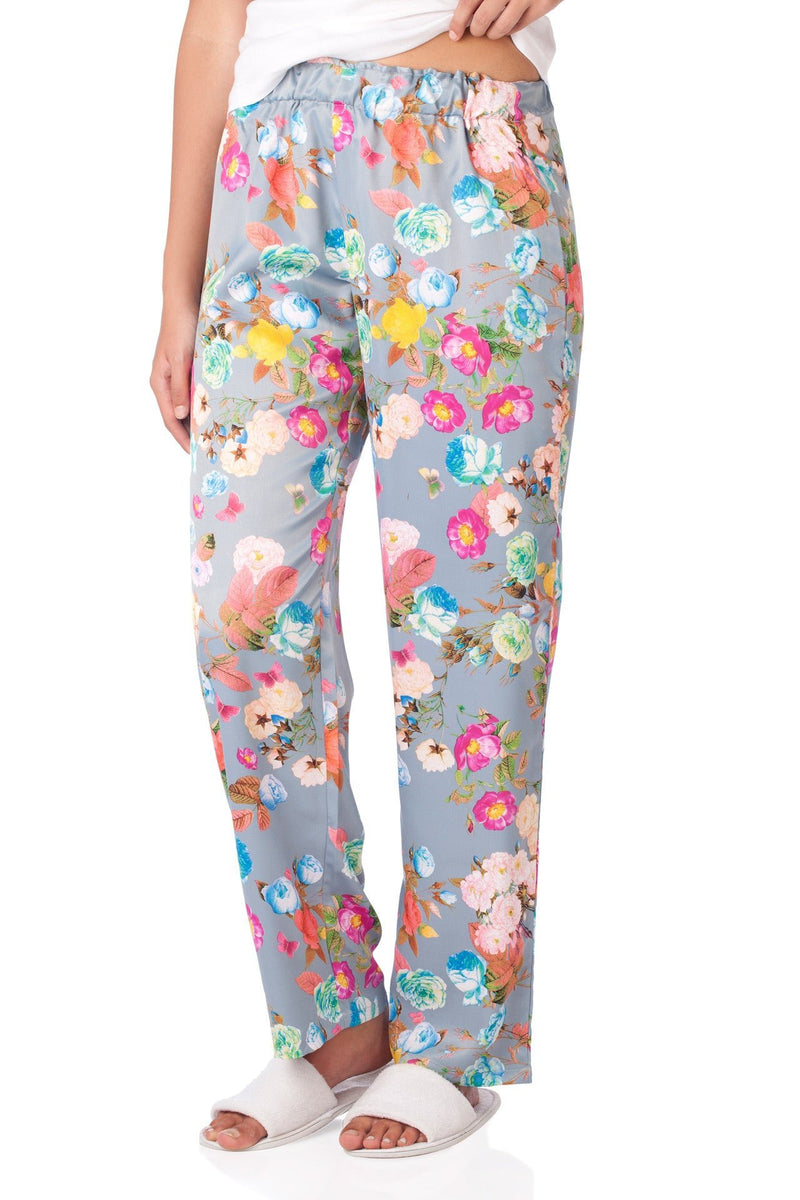 Blue Shadow Satin Floral Pyjamas - De - Nap.in - Nightwear