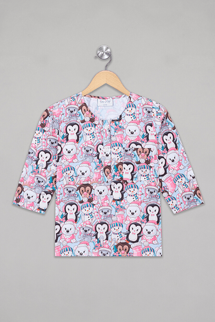 Blue Snowman Kurta Pyjama Set - De - Nap.in - Nightwear
