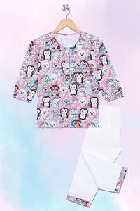 Blue Snowman Kurta Pyjama Set - De - Nap.in - Nightwear