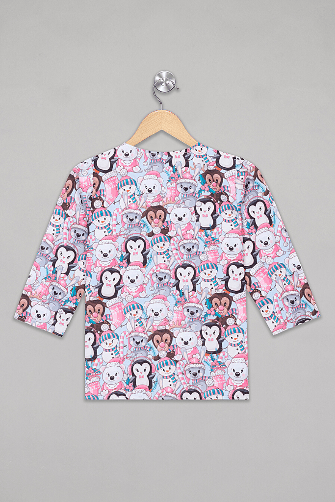 Blue Snowman Kurta Pyjama Set - De - Nap.in - Nightwear