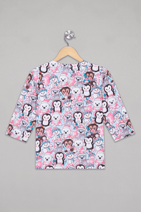 Blue Snowman Kurta Pyjama Set - De - Nap.in - Nightwear