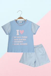 Blue Stripes & Sass Shorts Set - De - Nap.in - Nightwear