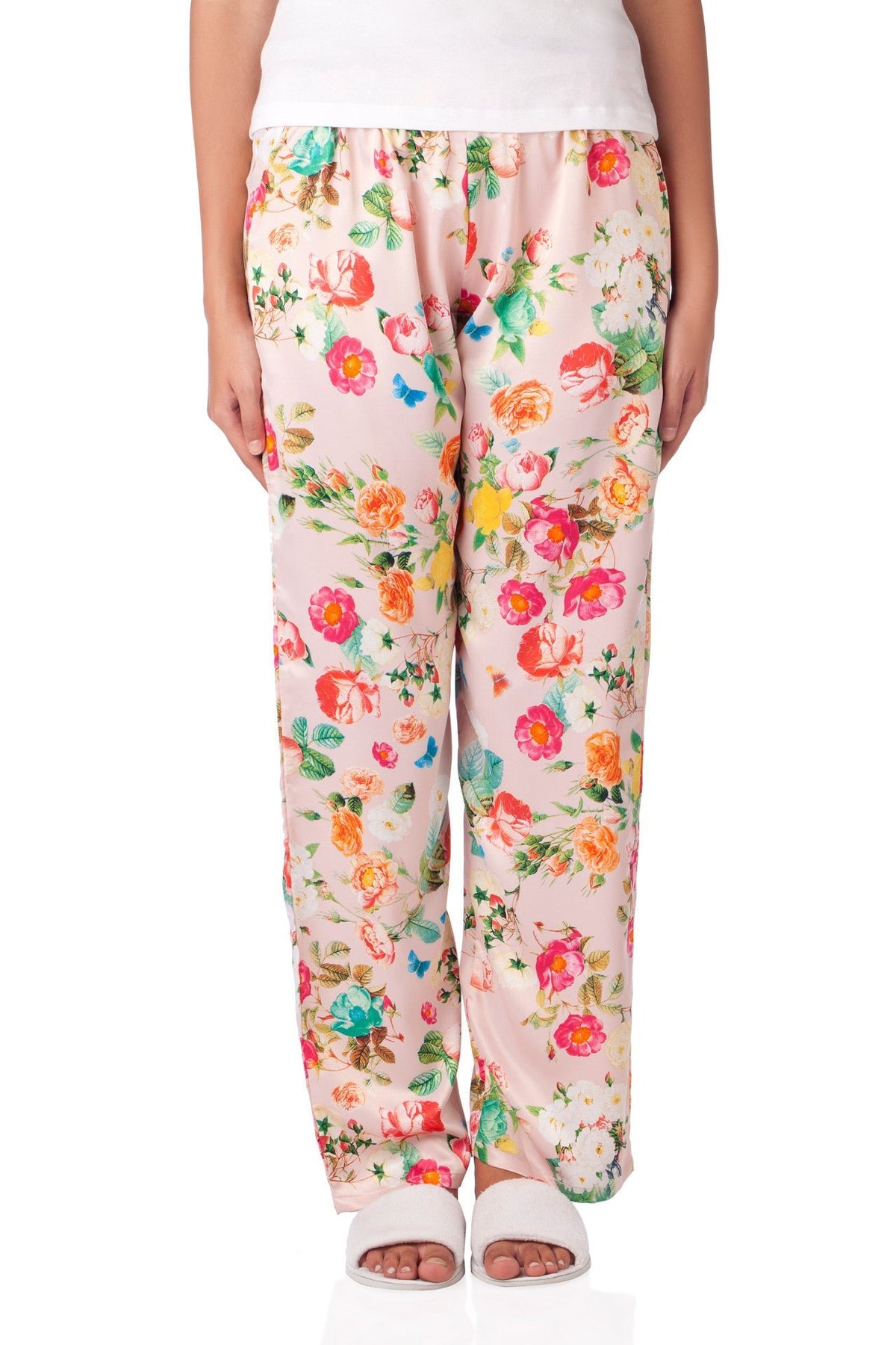 Blush Pink Satin Floral Pyjamas - De - Nap.in - Nightwear