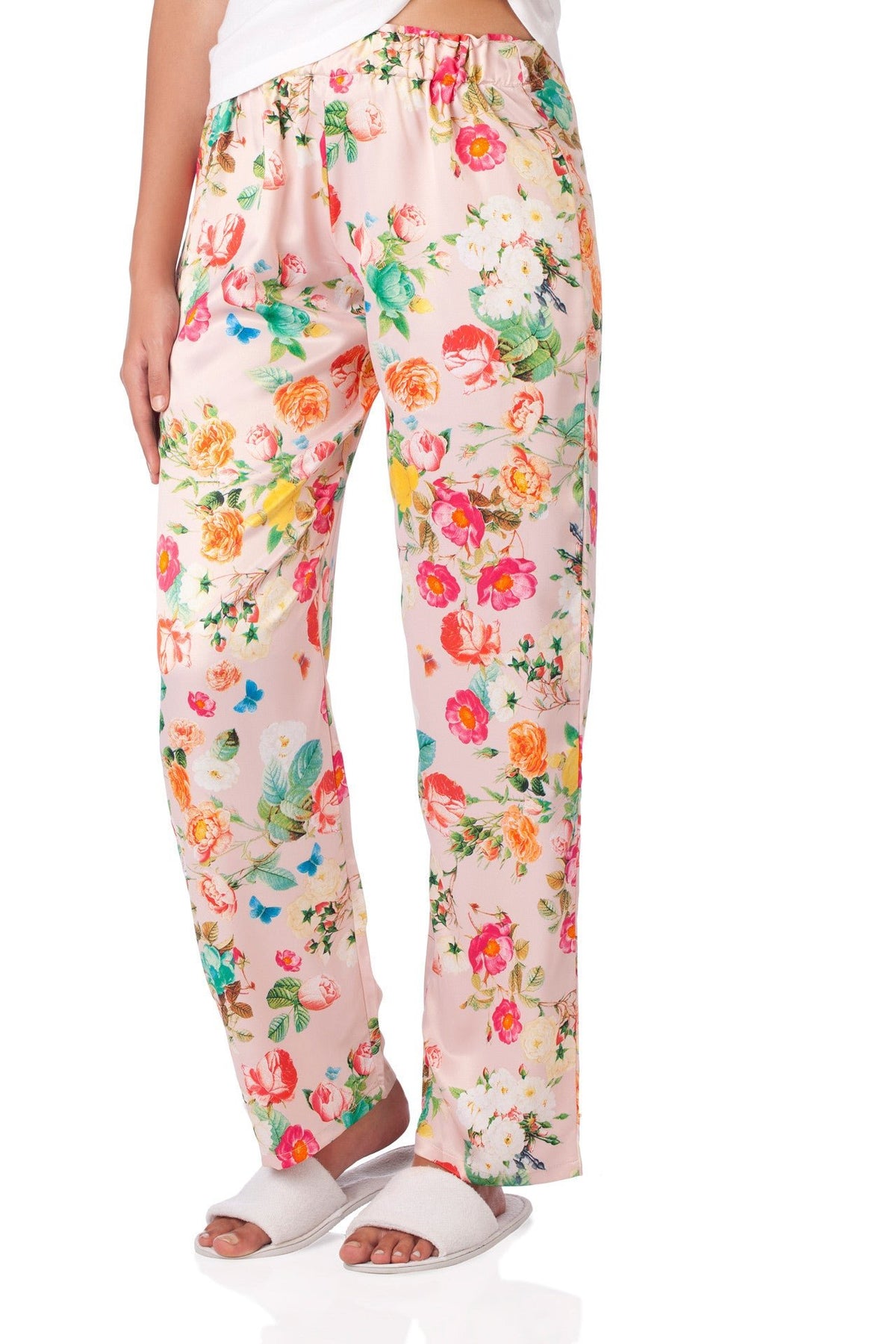 Blush Pink Satin Floral Pyjamas - De - Nap.in - Nightwear