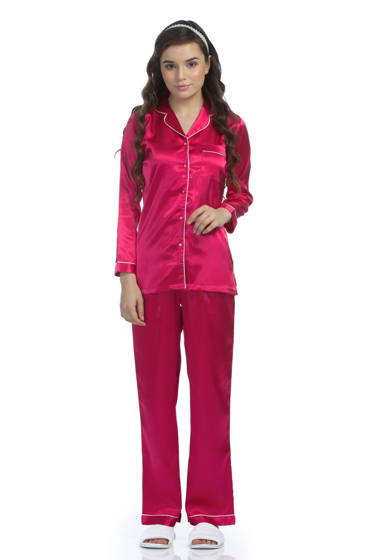 Cherry Satin Pyjama Set - De - Nap.in - Nightwear