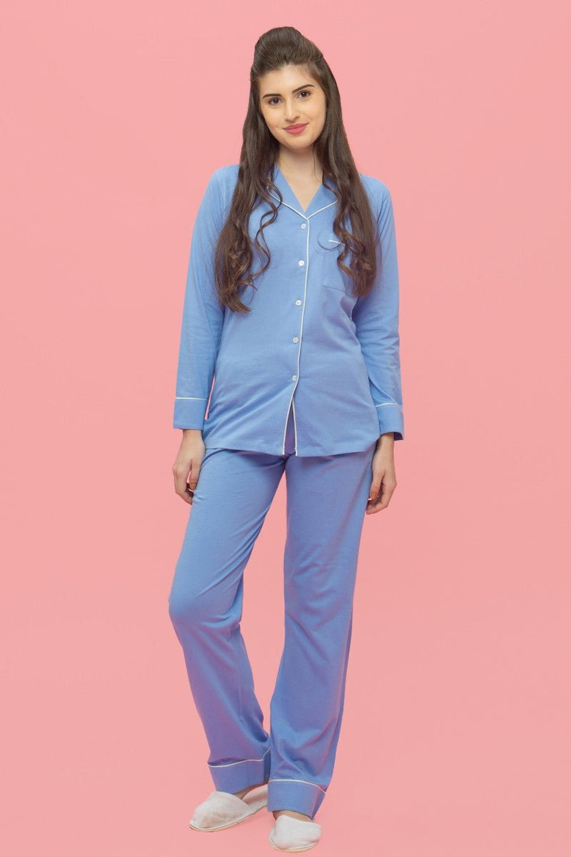 Classic Air Blue Pyjama Set - De - Nap.in - Nightwear