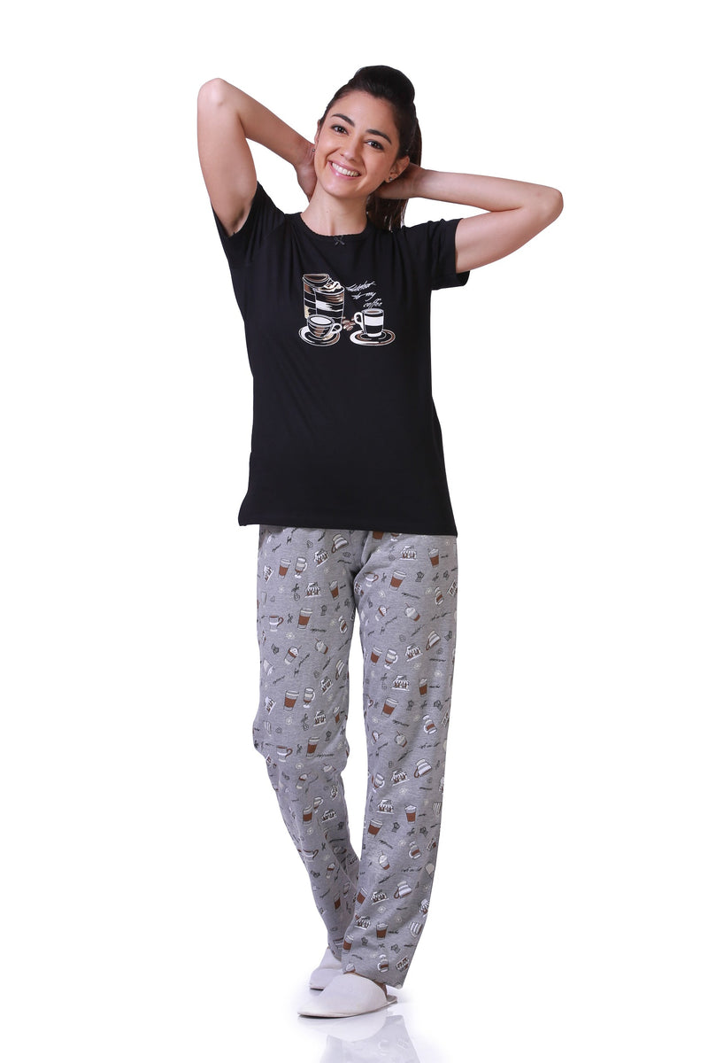 Coffee Addict Black Pj St - De - Nap.in - Nightwear
