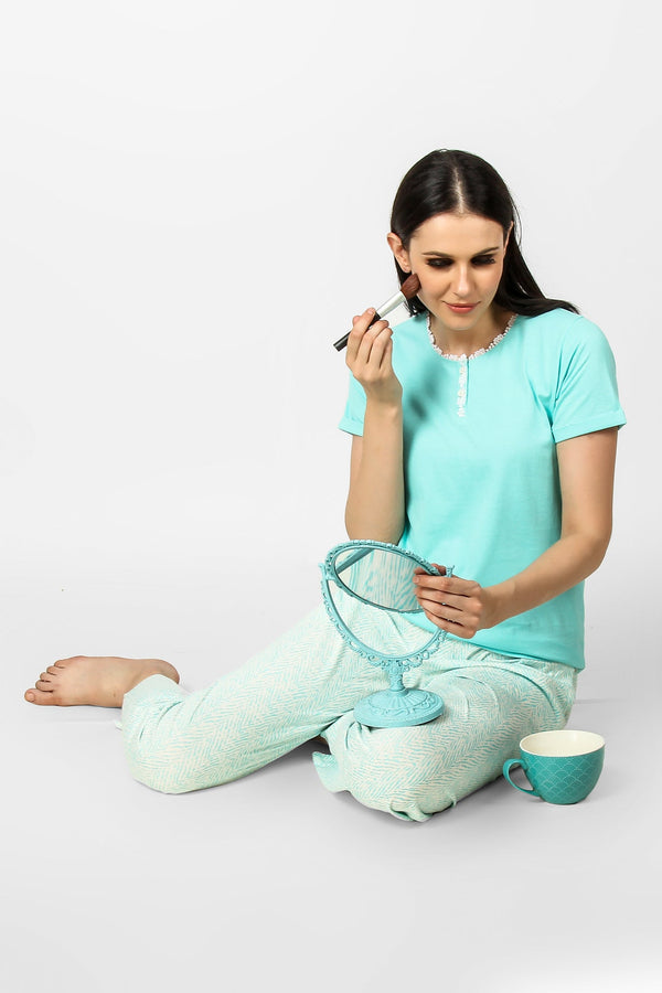 Dainty Lace Aqua Pj set - De - Nap.in - Nightwear