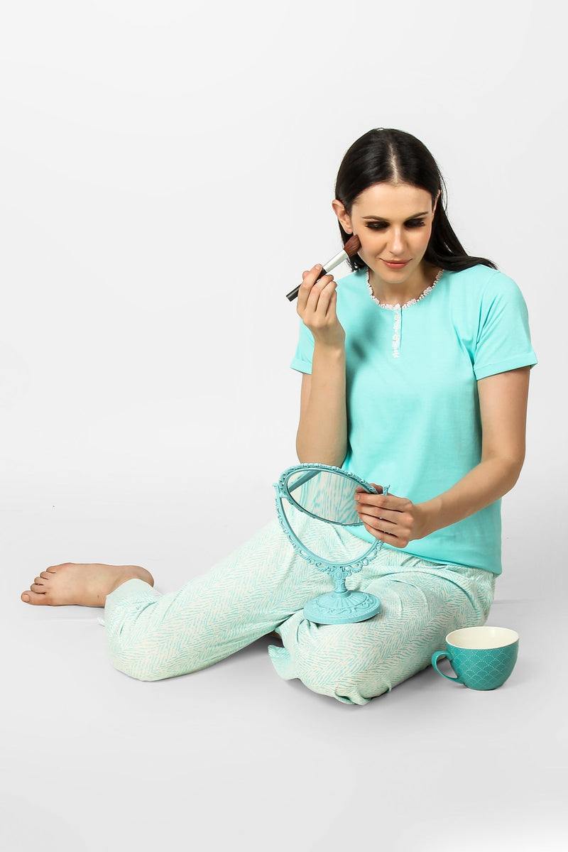 Dainty Lace Aqua Pj set - De - Nap.in - Nightwear