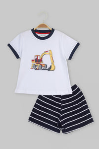 Diggers Dig White Shorts Set - De - Nap.in - Nightwear