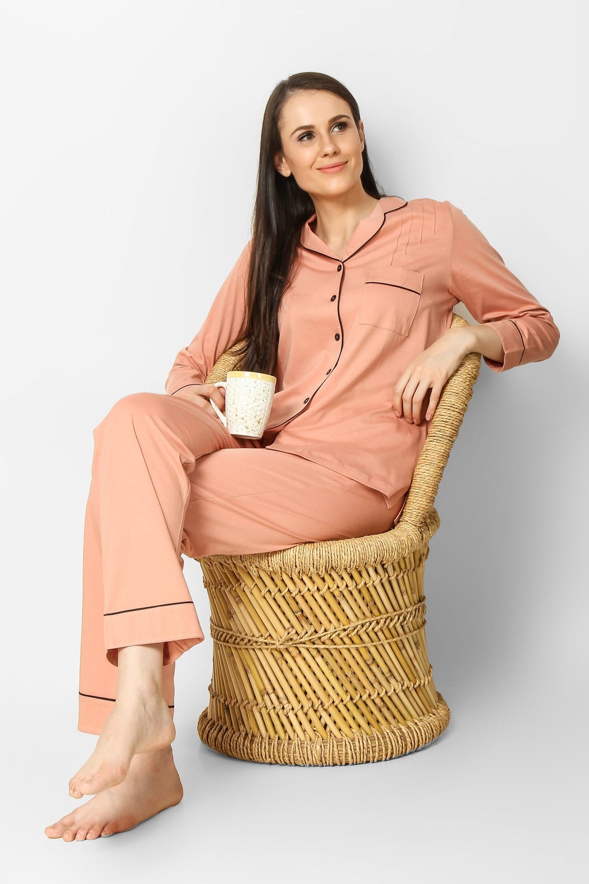 Dusky Peach Classic Pj St - De - Nap.in - Nightwear