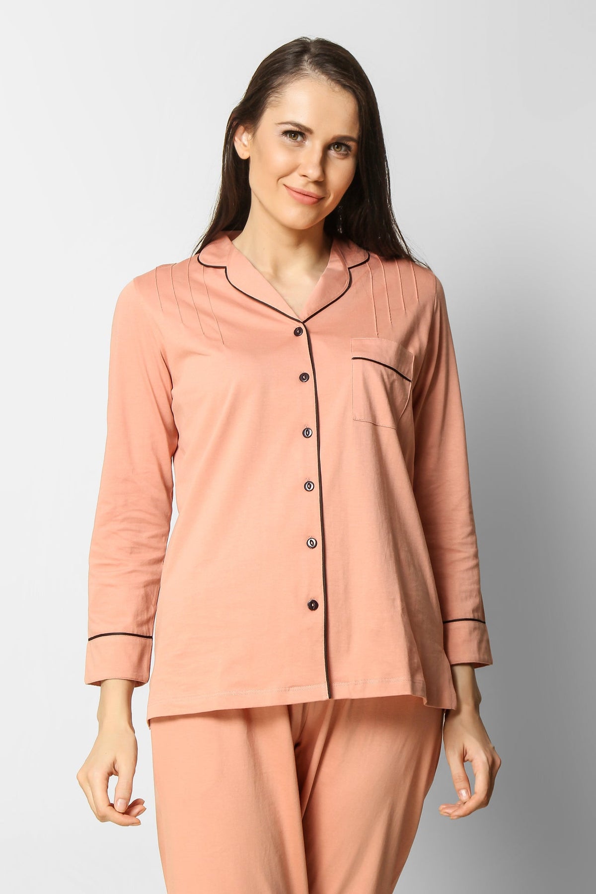 Dusky Peach Classic Pj St - De - Nap.in - Nightwear