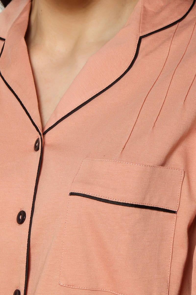 Dusky Peach Classic Pj St - De - Nap.in - Nightwear