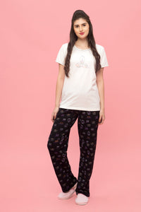 Francais Macaroons Black Pyjama Set - De - Nap.in - Nightwear