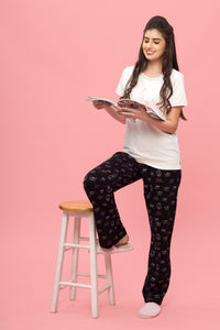 Francais Macaroons Black Pyjama Set - De - Nap.in - Nightwear