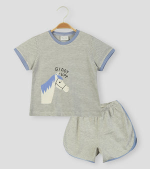 Giddy Up Grey Shorts Set - De - Nap.in - Nightwear