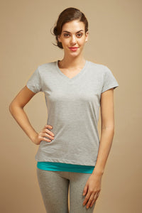 Grey V - neck Lounge Top - De - Nap.in - Nightwear