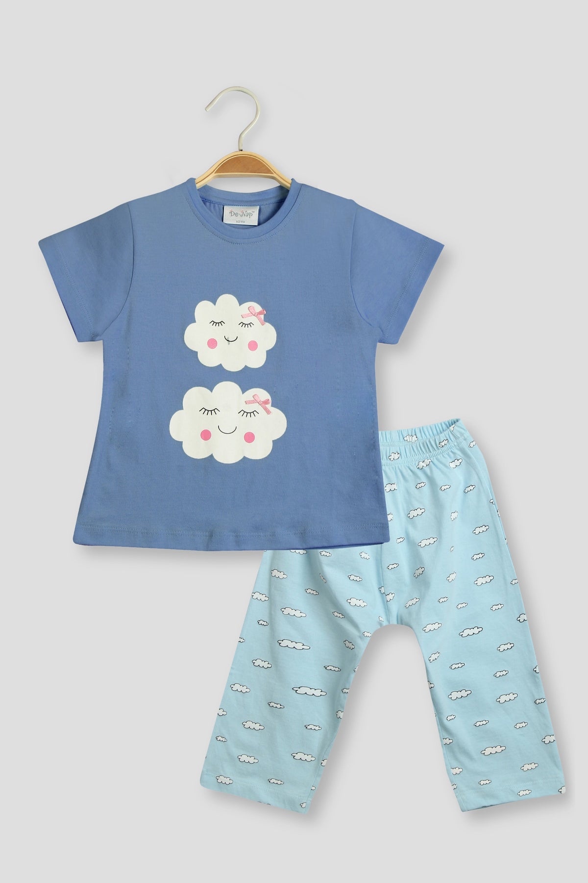 Happy Clouds Short Sleeves Pyjama Set - De - Nap.in - Nightwear
