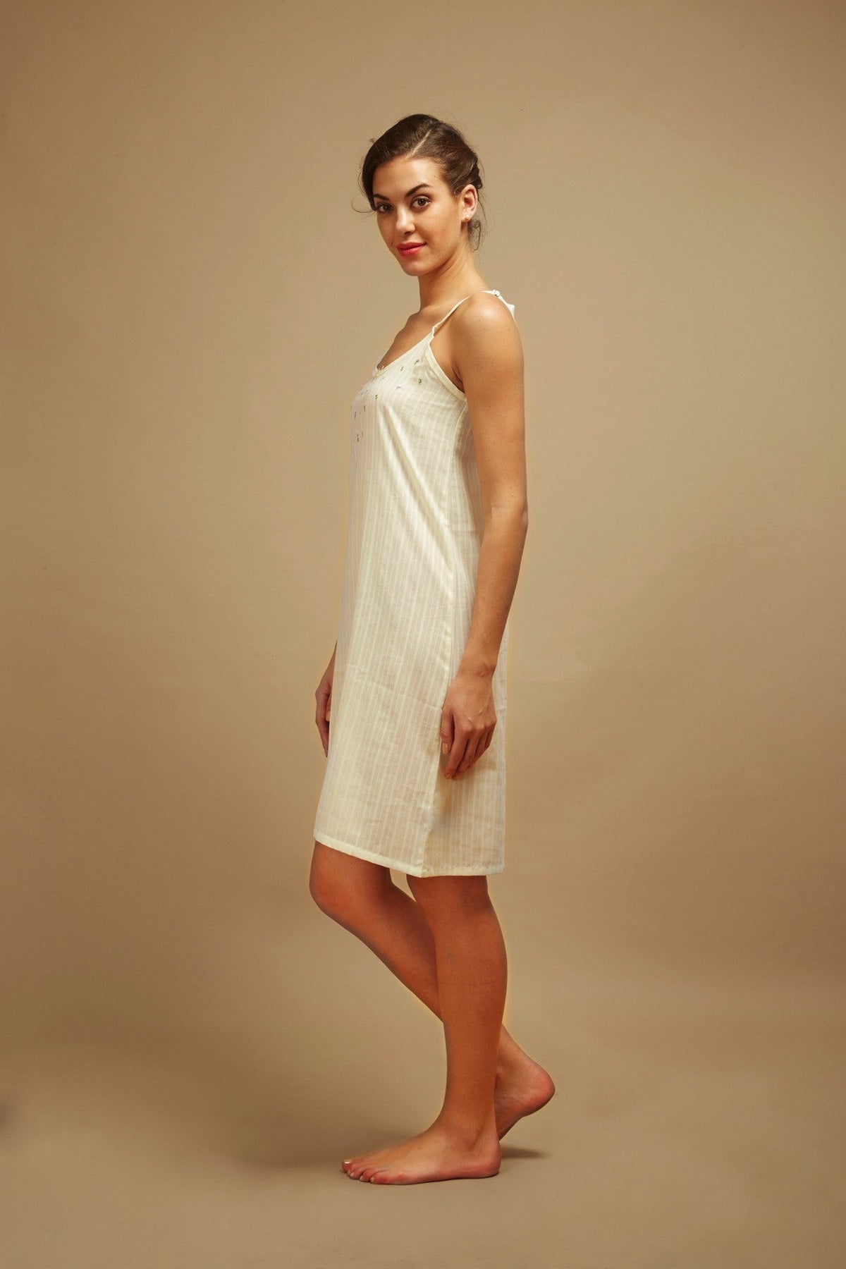 Lemon Dusk Spaghetti - strap Dobby Nightdress - De - Nap.in - Nightwear