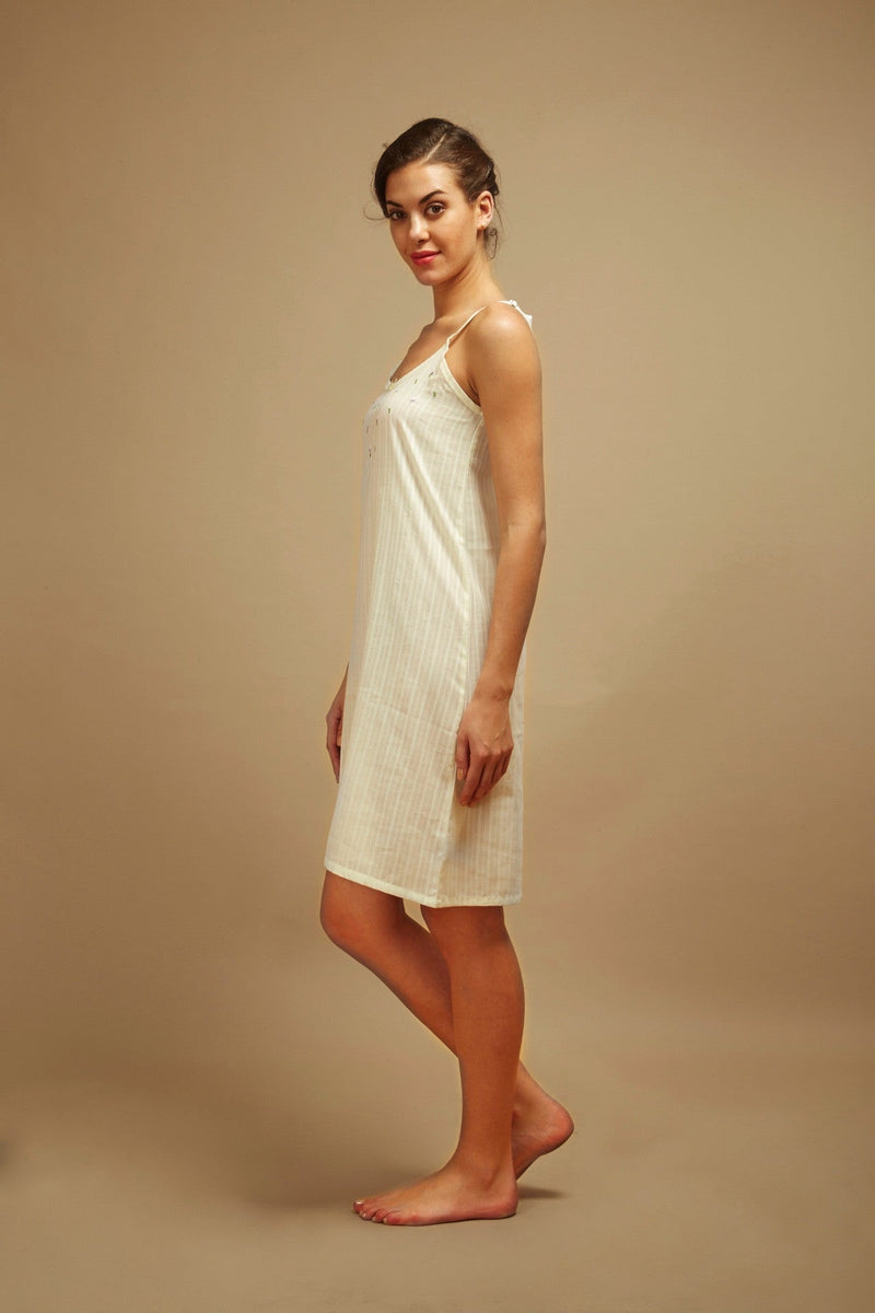 Lemon Dusk Spaghetti - strap Dobby Nightdress - De - Nap.in - Nightwear