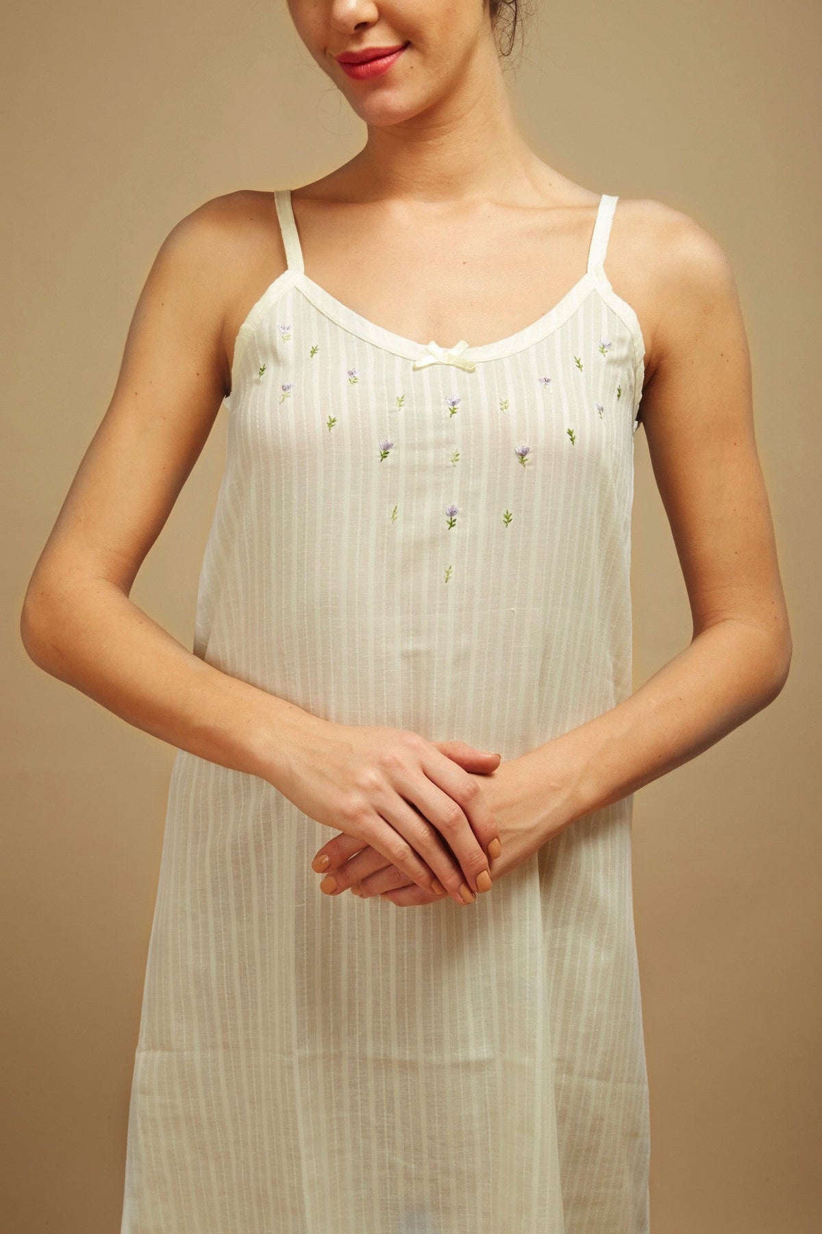 Lemon Dusk Spaghetti - strap Dobby Nightdress - De - Nap.in - Nightwear