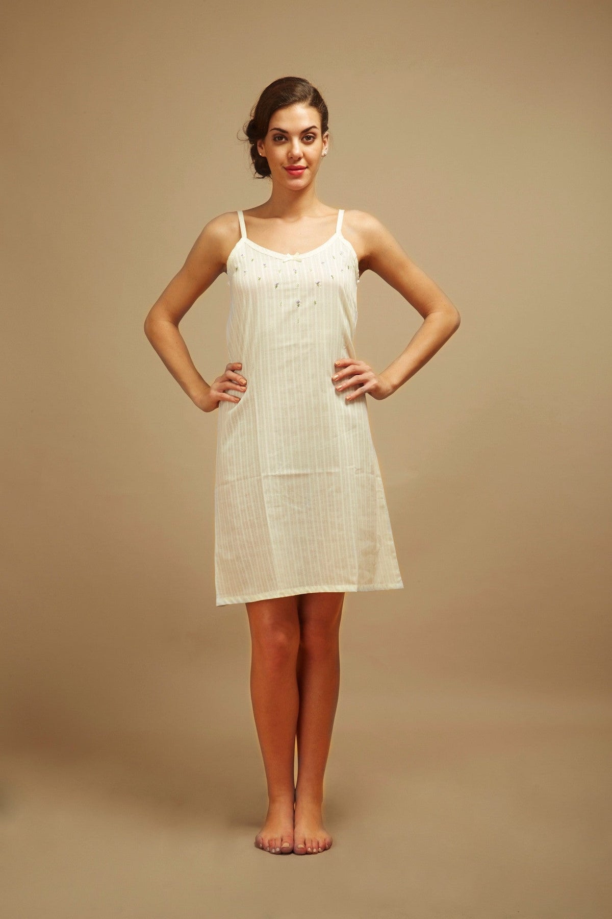 Lemon Dusk Spaghetti - strap Dobby Nightdress - De - Nap.in - Nightwear