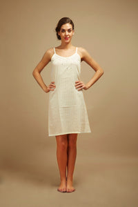 Lemon Dusk Spaghetti - strap Dobby Nightdress - De - Nap.in - Nightwear