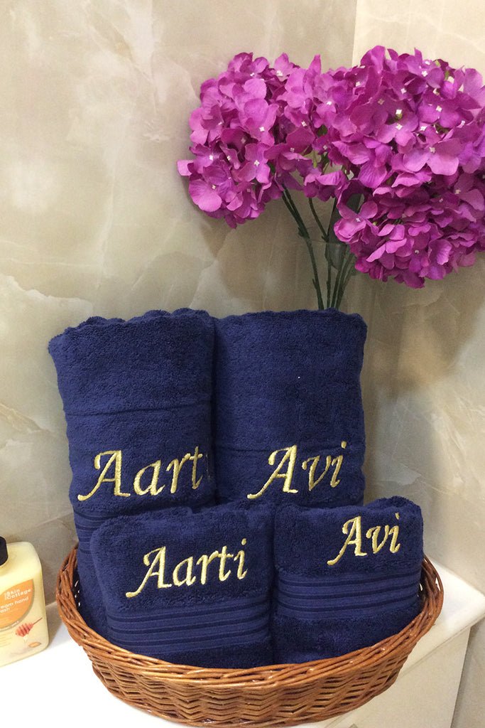 Luxurious Navy Towel Set - De - Nap.in - Nightwear