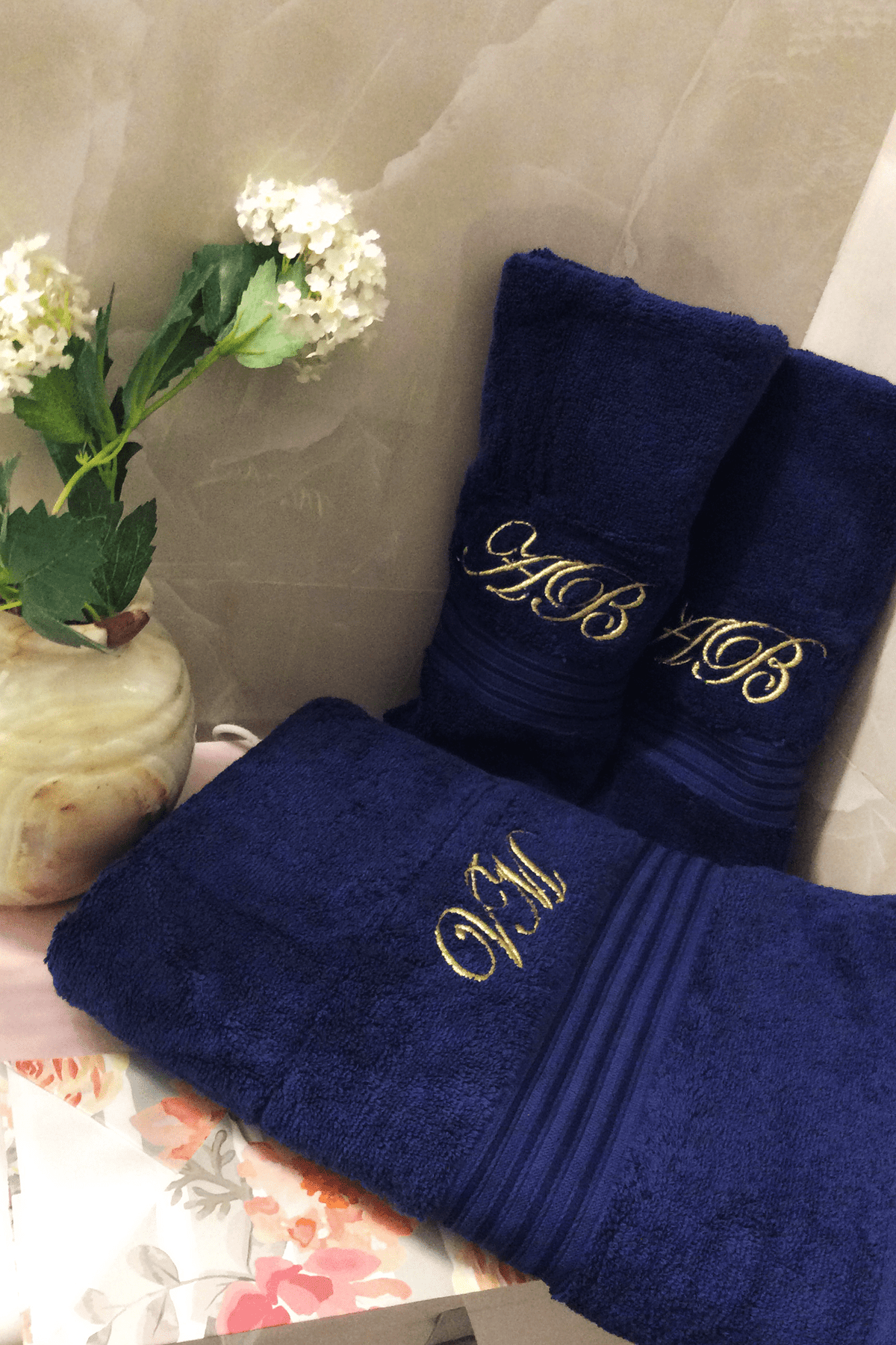 Luxurious Navy Towel Set - De - Nap.in - Nightwear
