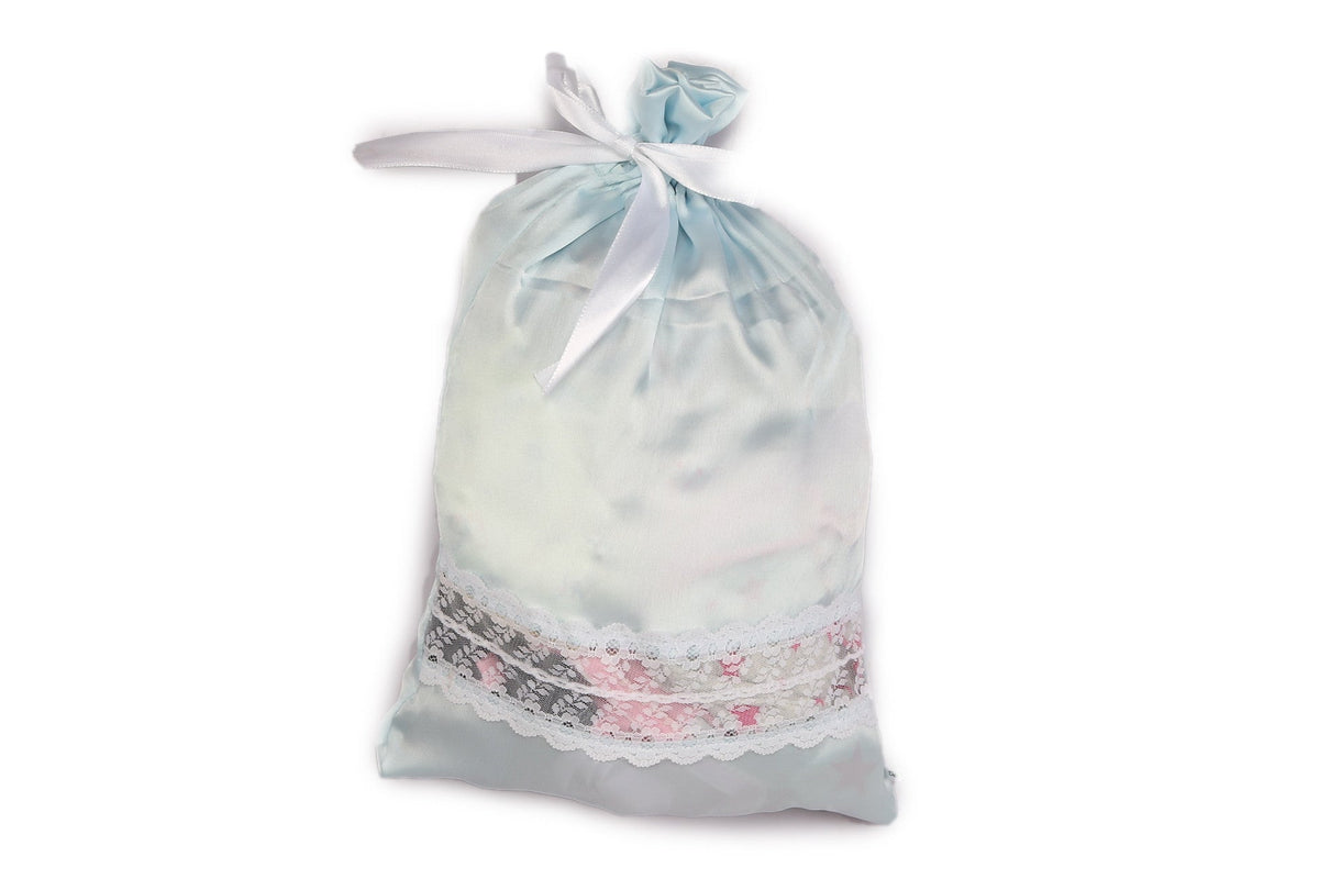 Luxury Satin with Lace Lingerie Bag (Blue) - De - Nap.in - Nightwear