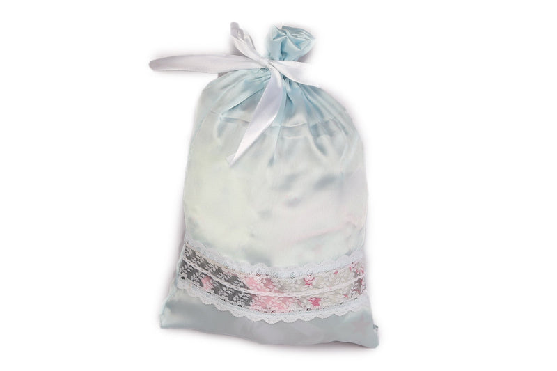 Luxury Satin with Lace Lingerie Bag (Blue) - De - Nap.in - Nightwear