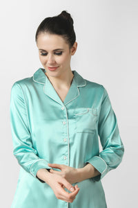 Melt Away Mint Satin PJ Set - De - Nap.in - Nightwear