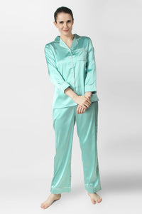 Melt Away Mint Satin PJ Set - De - Nap.in - Nightwear