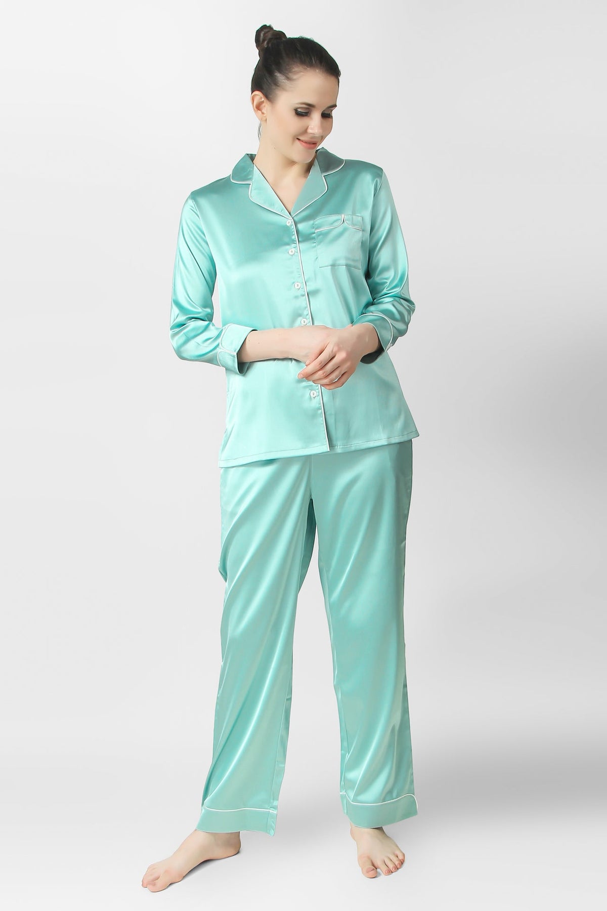 Melt Away Mint Satin PJ Set - De - Nap.in - Nightwear