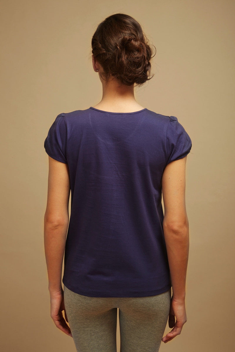 Navy Blue Pleated Lounge Top - De - Nap.in - Nightwear