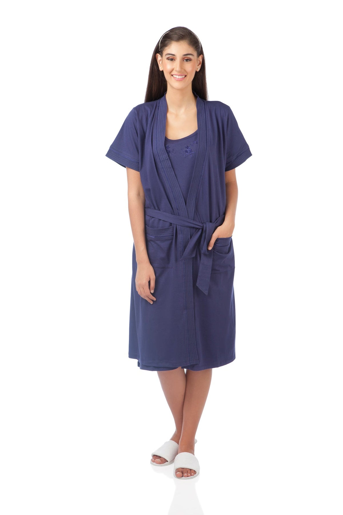 Navy Knits Robe - De - Nap.in - Nightwear
