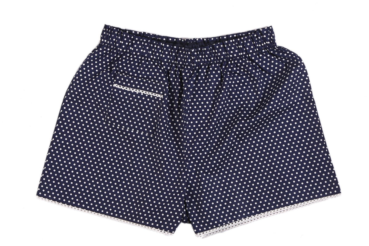 Navy Polka Dot Cotton Shorts - De - Nap.in - Nightwear