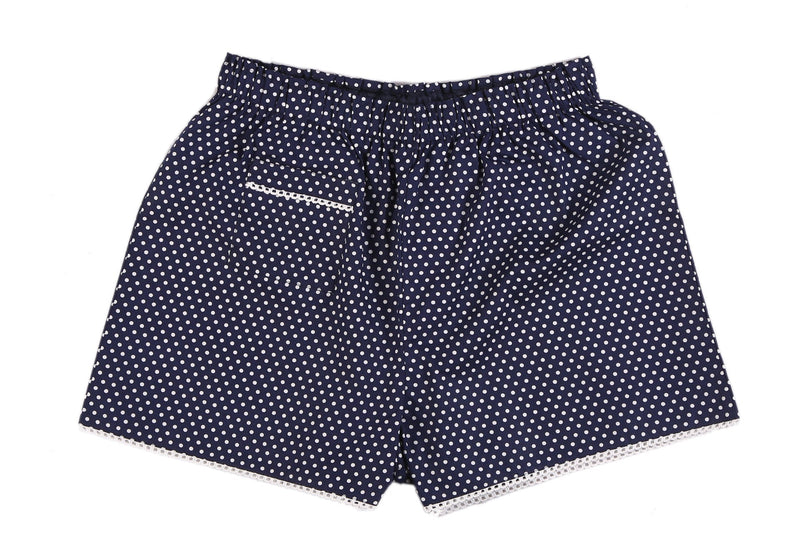 Navy Polka Dot Cotton Shorts - De - Nap.in - Nightwear