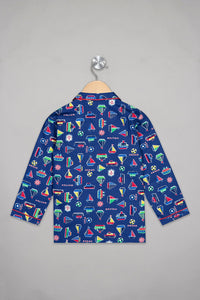Navy Sailing Boats Pyjama Set - De - Nap.in - Nightwear