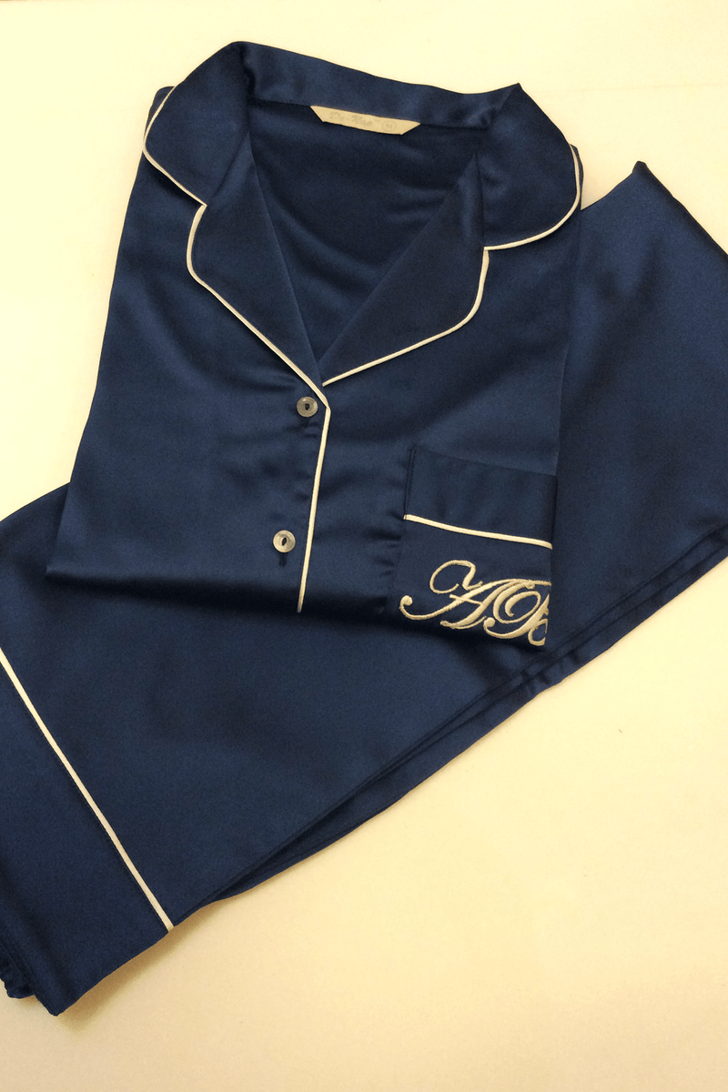Navy Satin Pj Set - De - Nap.in - Nightwear