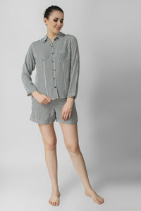 Oh So Stylish! Stripes Shorts Set - De - Nap.in - Nightwear
