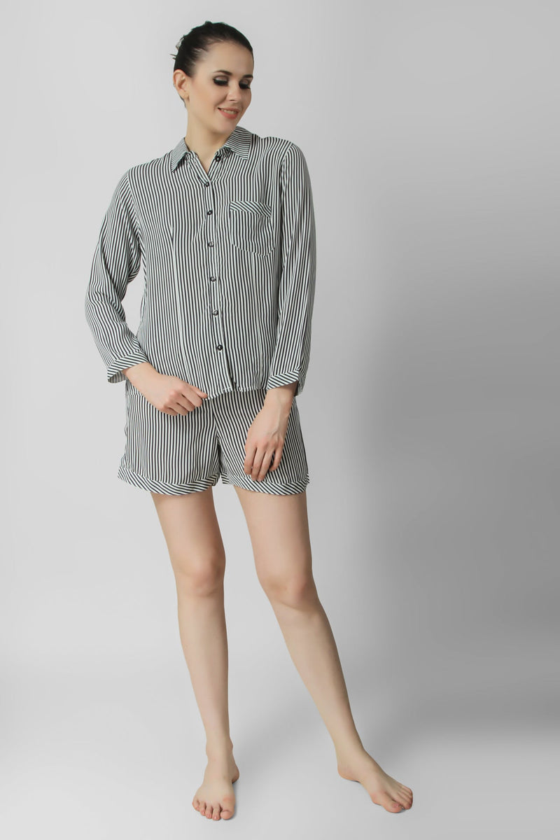 Oh So Stylish! Stripes Shorts Set - De - Nap.in - Nightwear