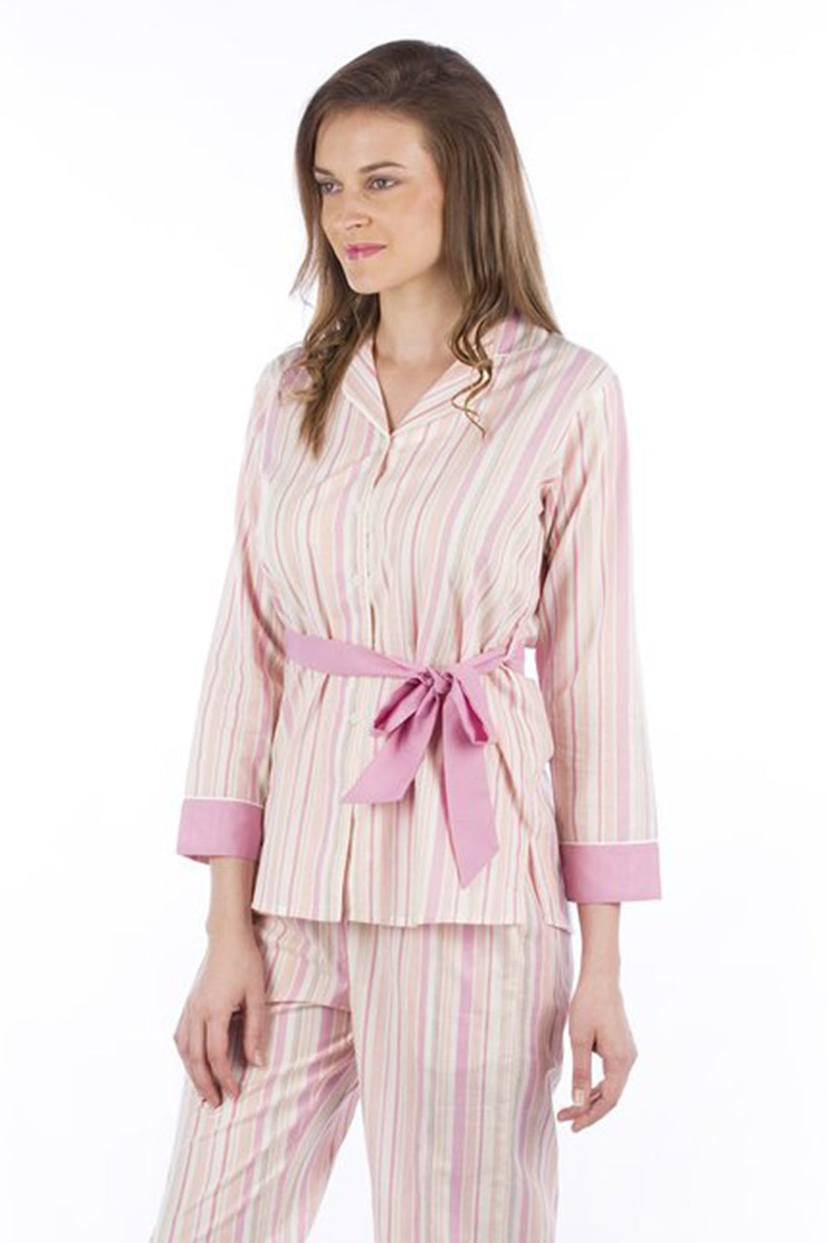 Peach Pink Stripes Pyjama Set - De - Nap.in - Nightwear