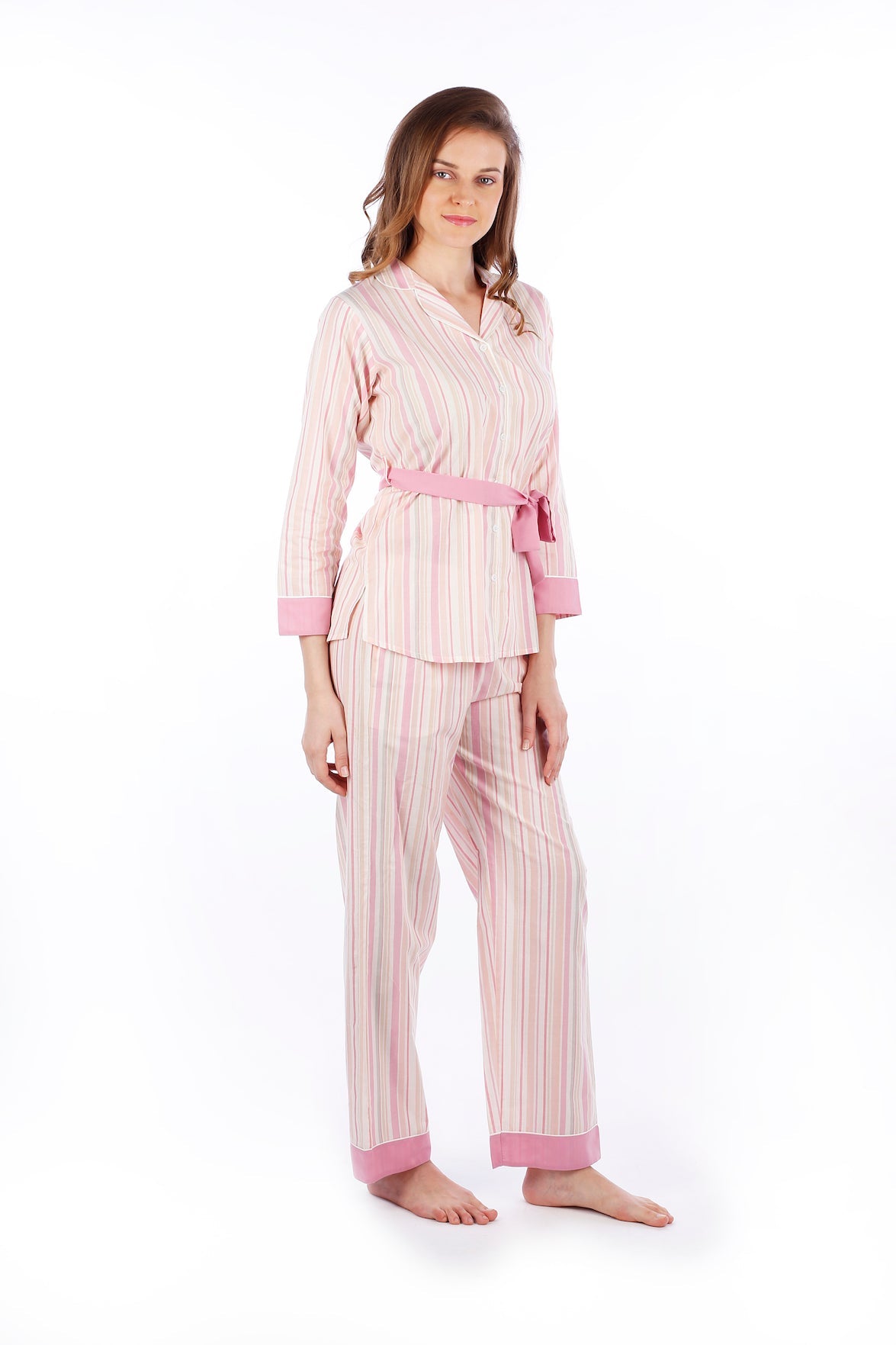 Peach Pink Stripes Pyjama Set - De - Nap.in - Nightwear