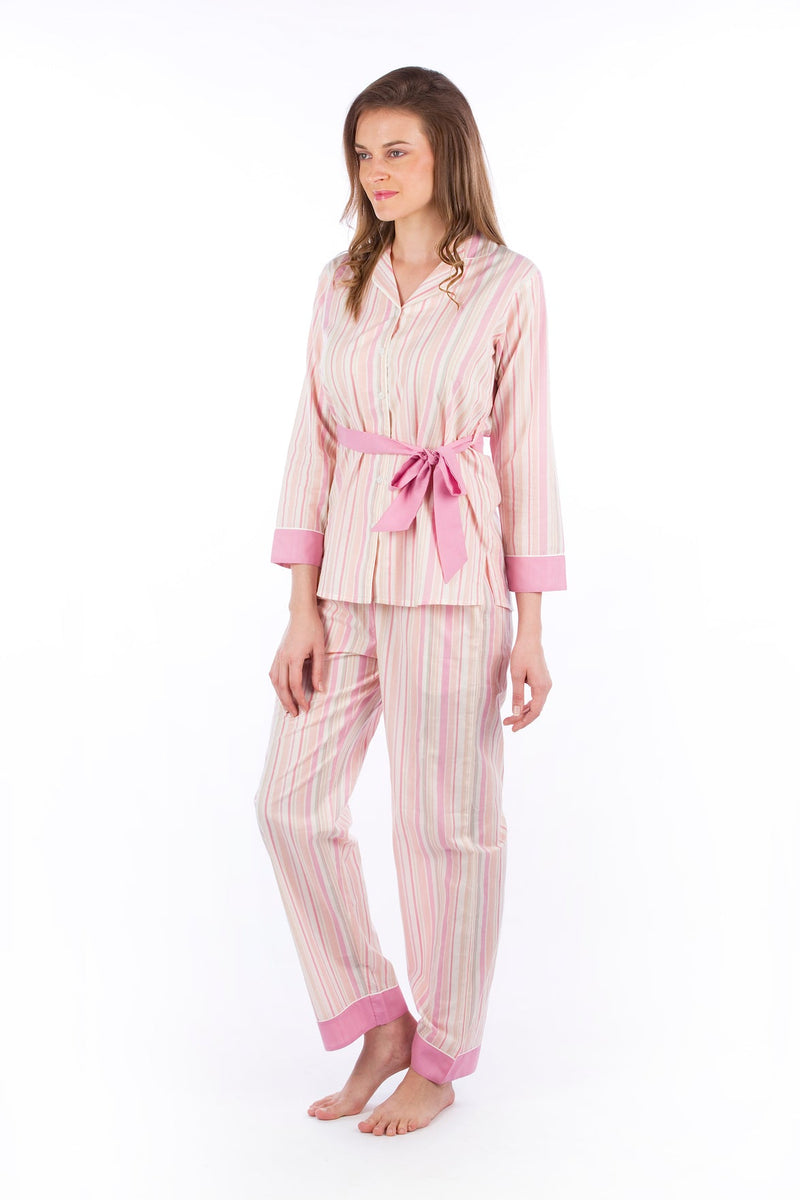 Peach Pink Stripes Pyjama Set - De - Nap.in - Nightwear