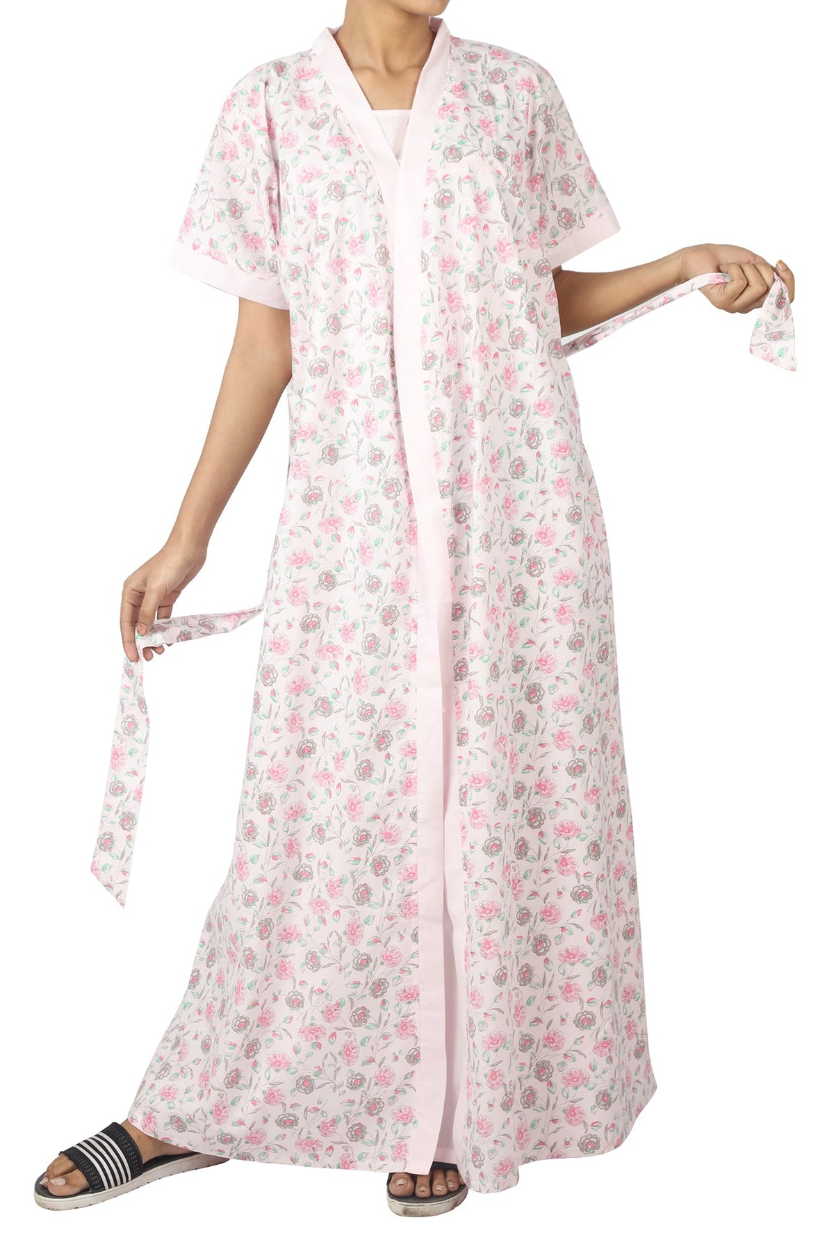 Pink Floral Wrap Round Set - De - Nap.in - Nightwear