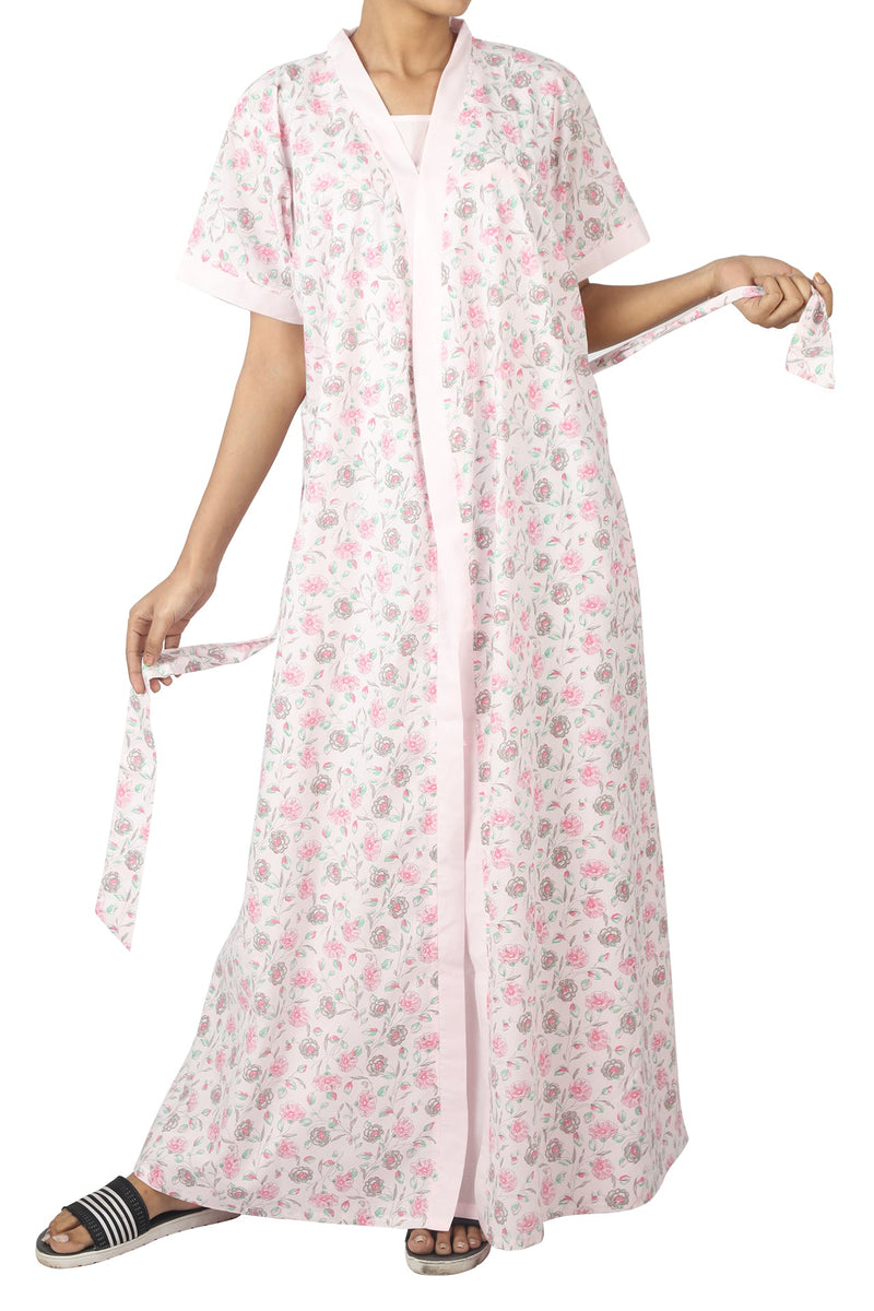 Pink Floral Wrap Round Set - De - Nap.in - Nightwear