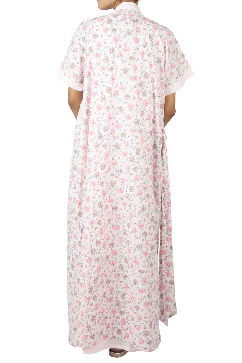 Pink Floral Wrap Round Set - De - Nap.in - Nightwear